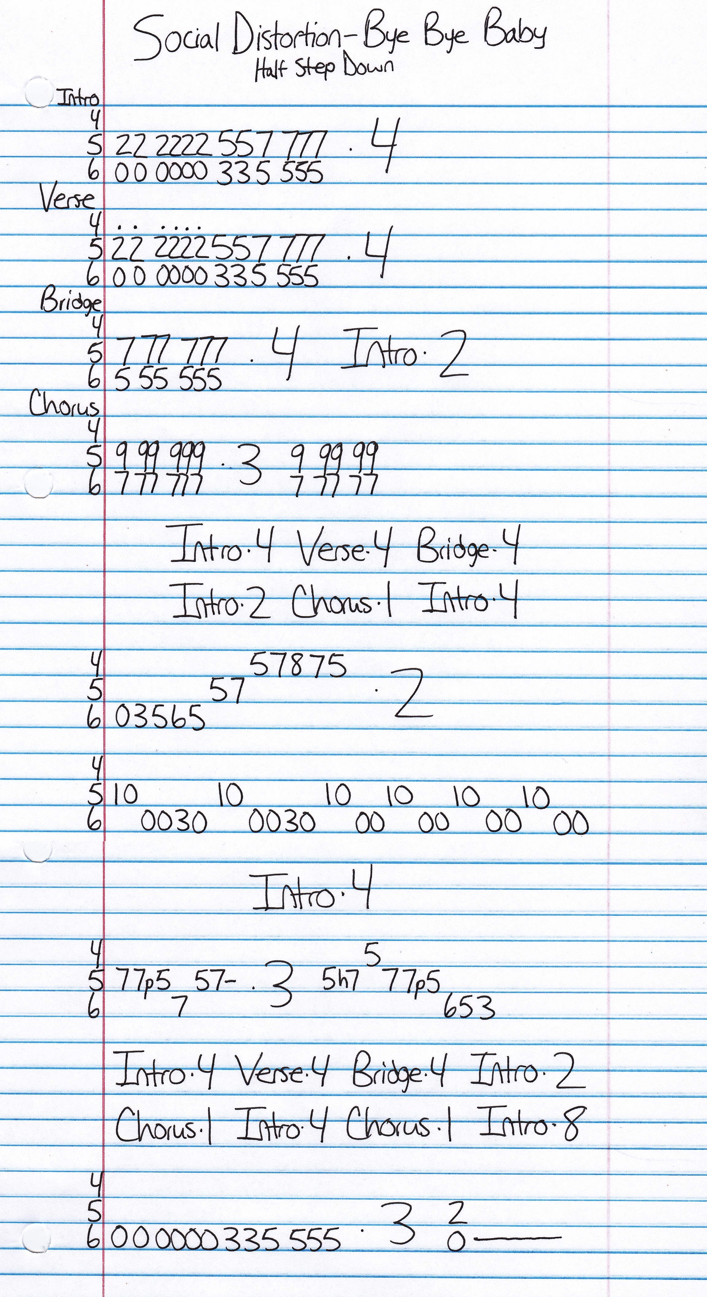 High quality guitar tab for Bye Bye Baby by Social Distortion off of the album Somewhere Between Heaven And Hell. ***Complete and accurate guitar tab!***